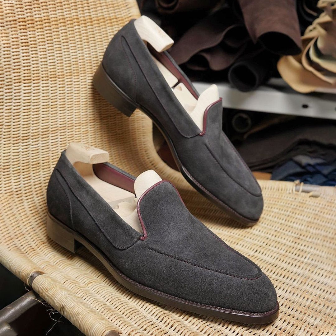 Fashion silver gray men's classic simple loafers-Zittor