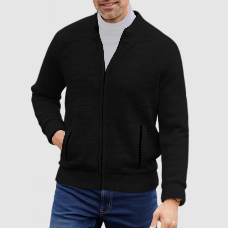 Men's Stand Collar Fashion Cardigan Sweater Knitted Jacket