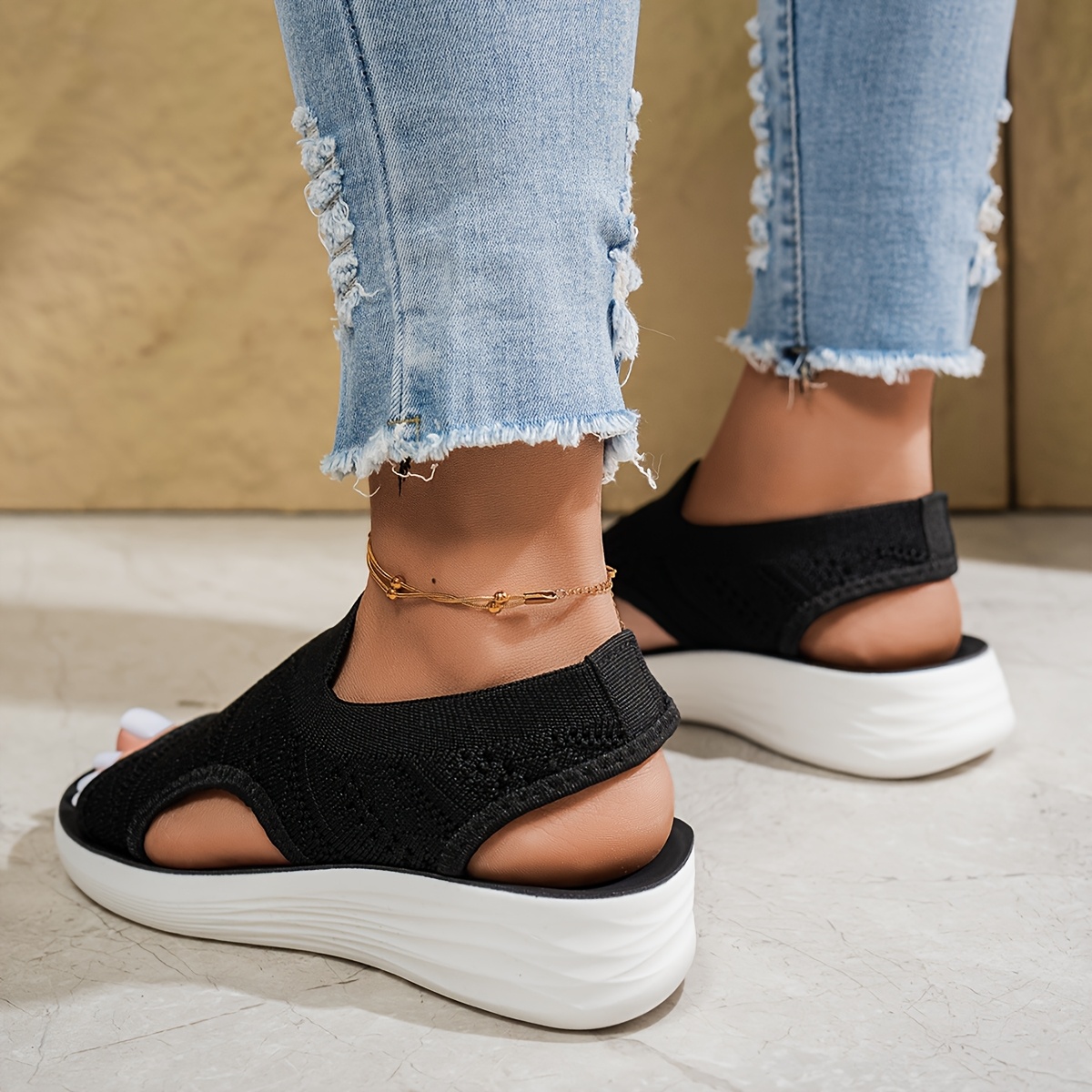 Women's Breathable Knit Platform Sandals