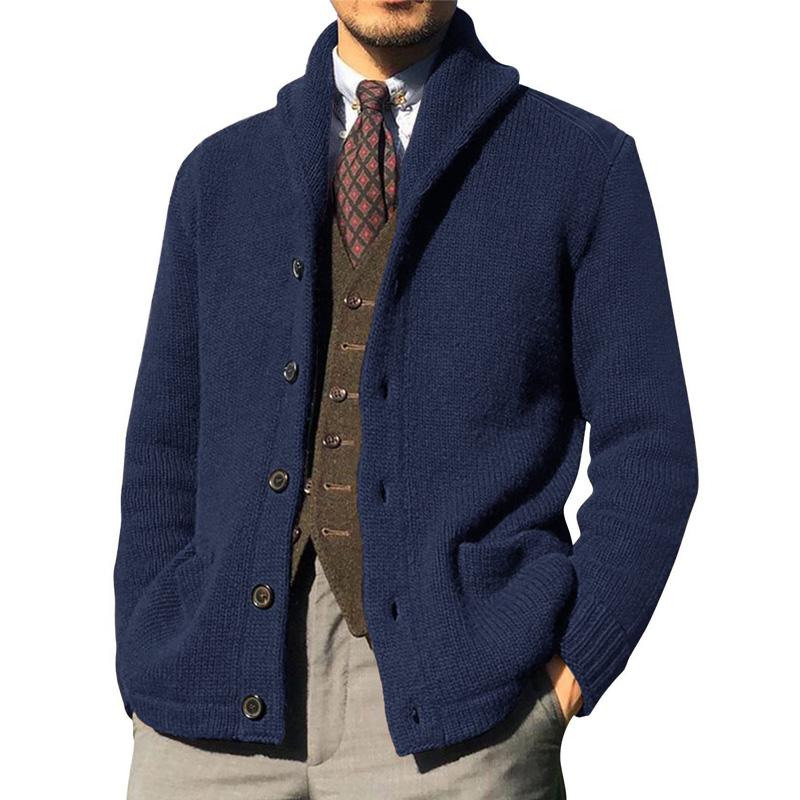 Men's Solid Color Button Knit Jacket