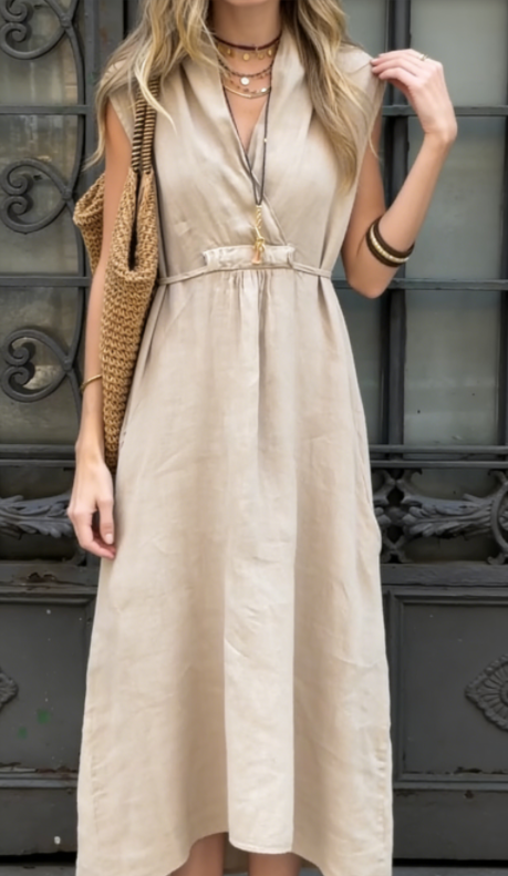 [Copy]Women's Relaxed Vibe Linen Shirt Dress