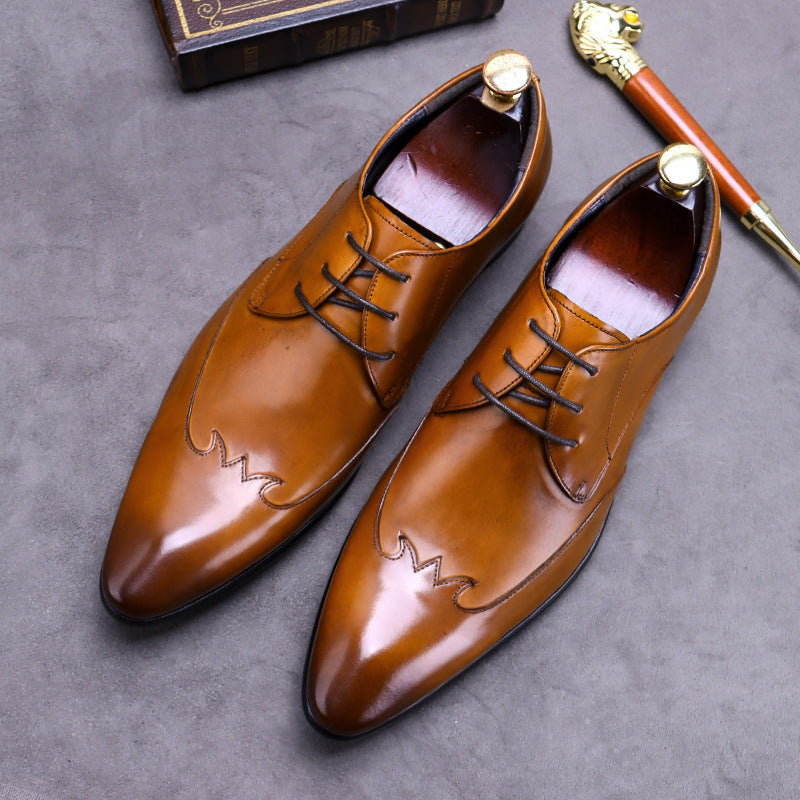 2022 Men's Leather Business Casual Trendy Suit Dress Shoes-Zittor