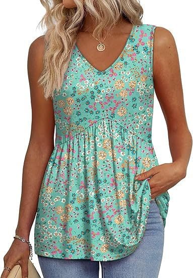 💖Hot Sale 49% OFF💖Women Dressy Sleeveless V Neck Babydoll Tank Tops