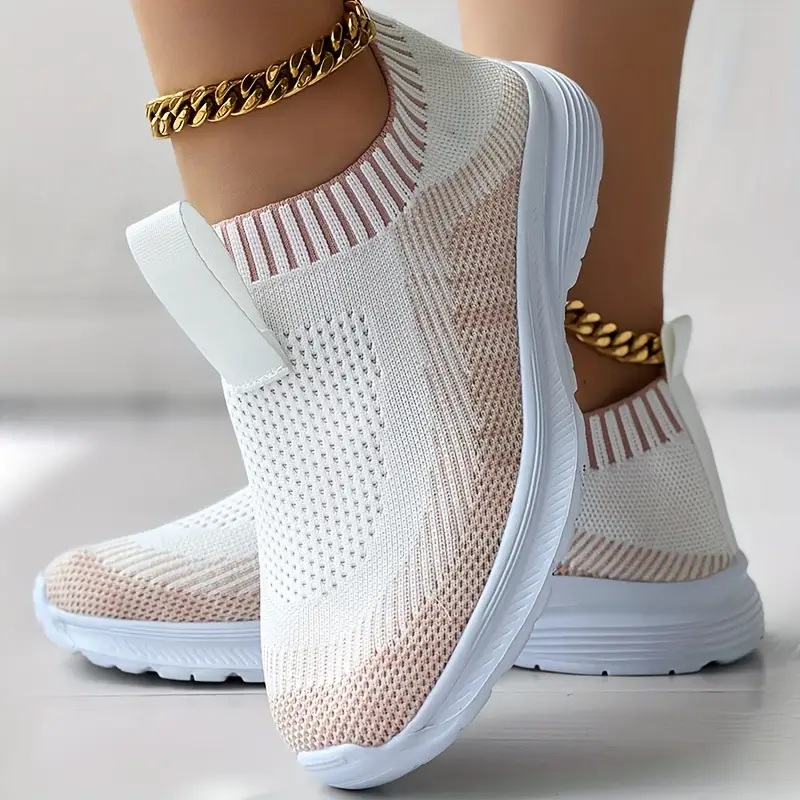 Women s Knit Casual Sneakers Slip Round Toe Comfy Flatform details 4