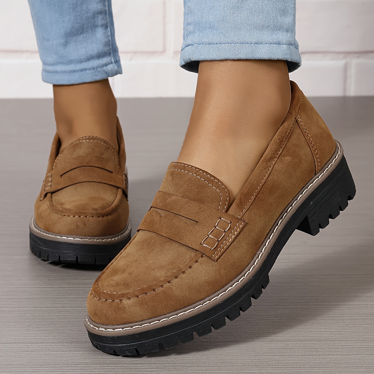Women's Chunky Stylish Leather Loafers