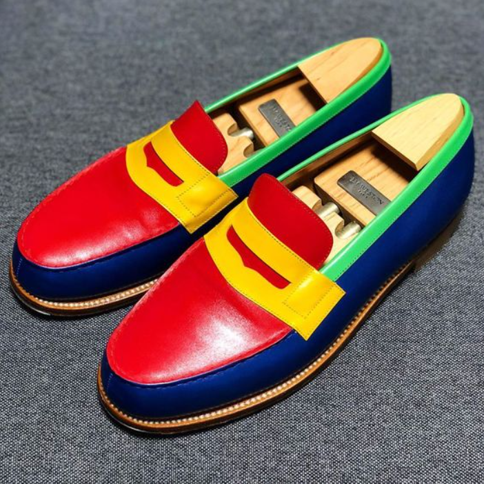 Multi Color Leather Loafer Slip On Dress Shoes-Zittor