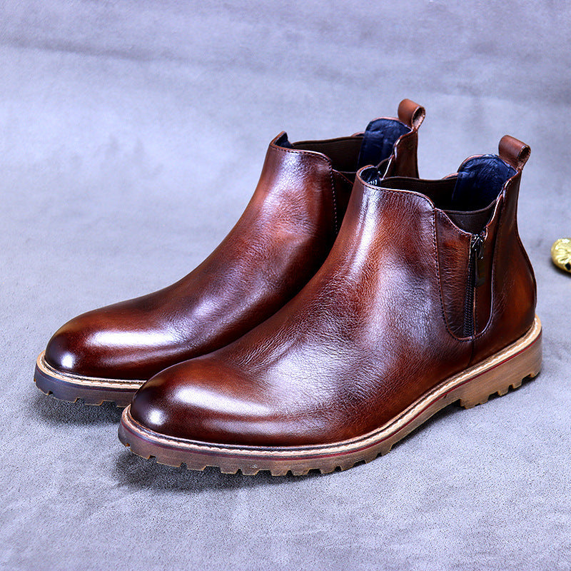 2022 Men's Leather Business Casual Trendy Dress Boots-Zittor