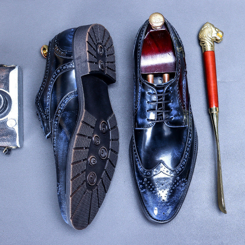 2022 Vintage Men's Leather Lace Up Fashion Dress Shoes-Zittor