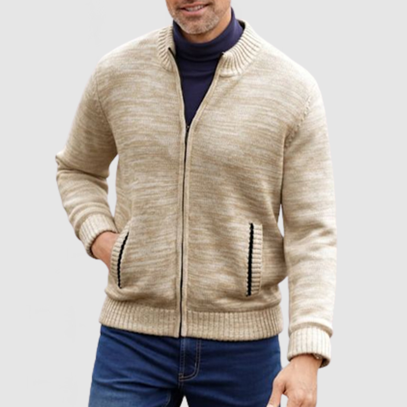 Men's Stand Collar Fashion Cardigan Sweater Knitted Jacket
