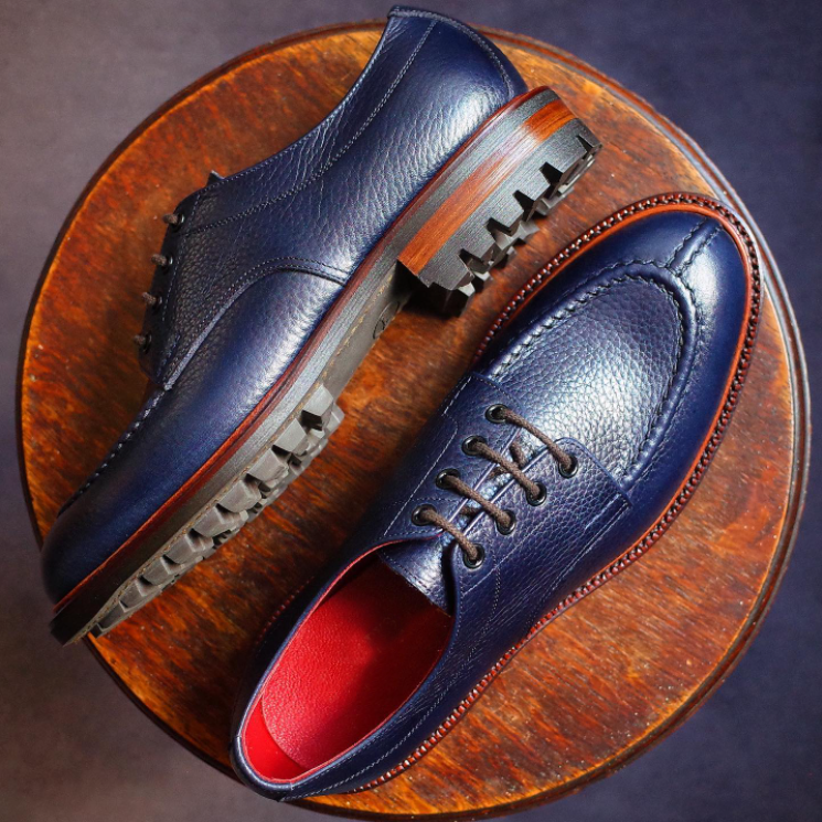Classic Style Blue Men Derby Shoes-Zittor