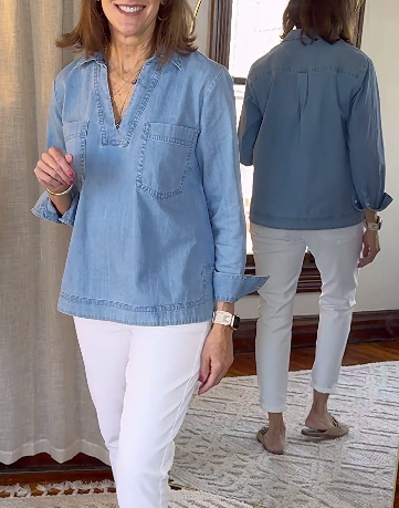 2024 New Spring Women's Denim Shirt  with Long Sleeves