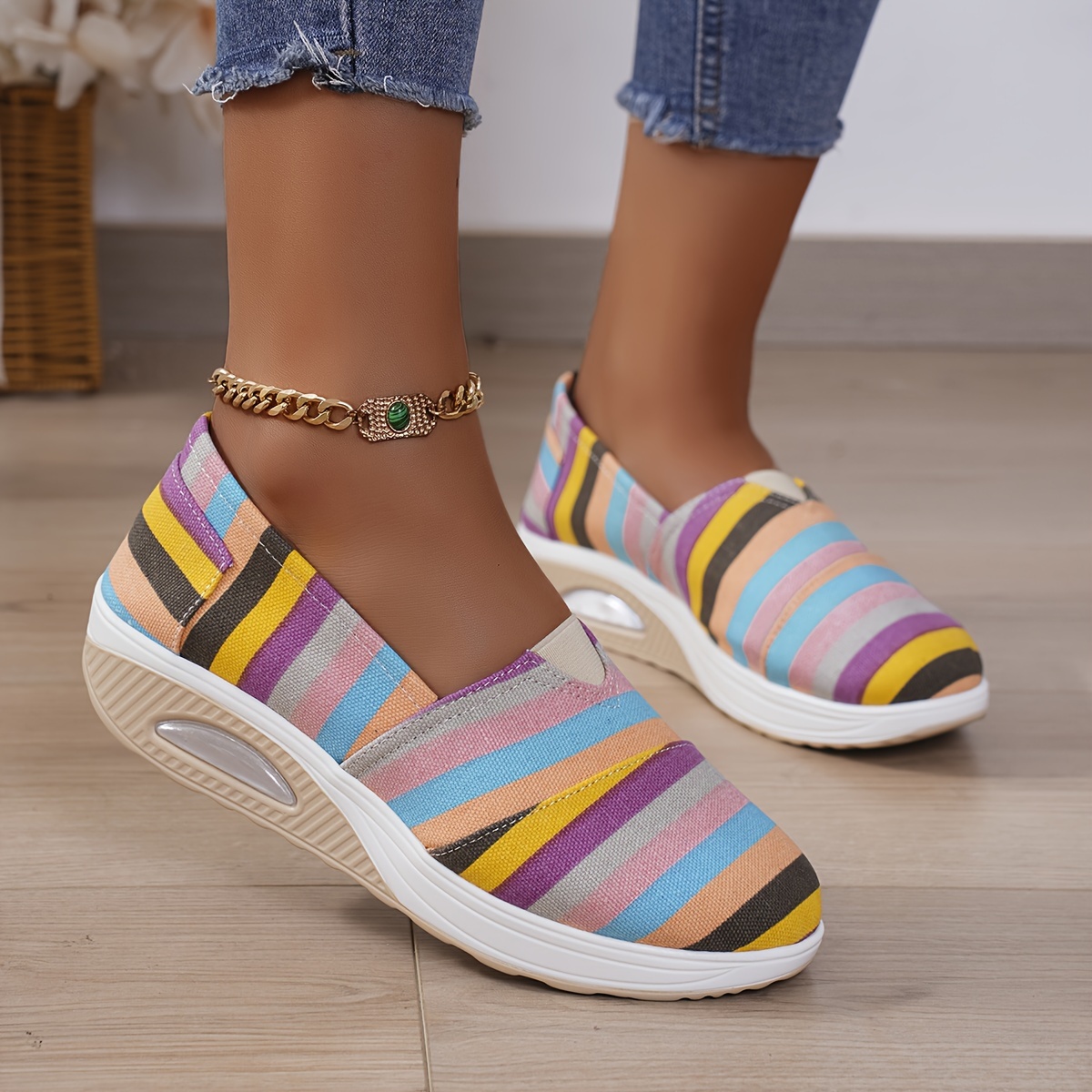 Women's Striped Comfortable Air Walking Shoes