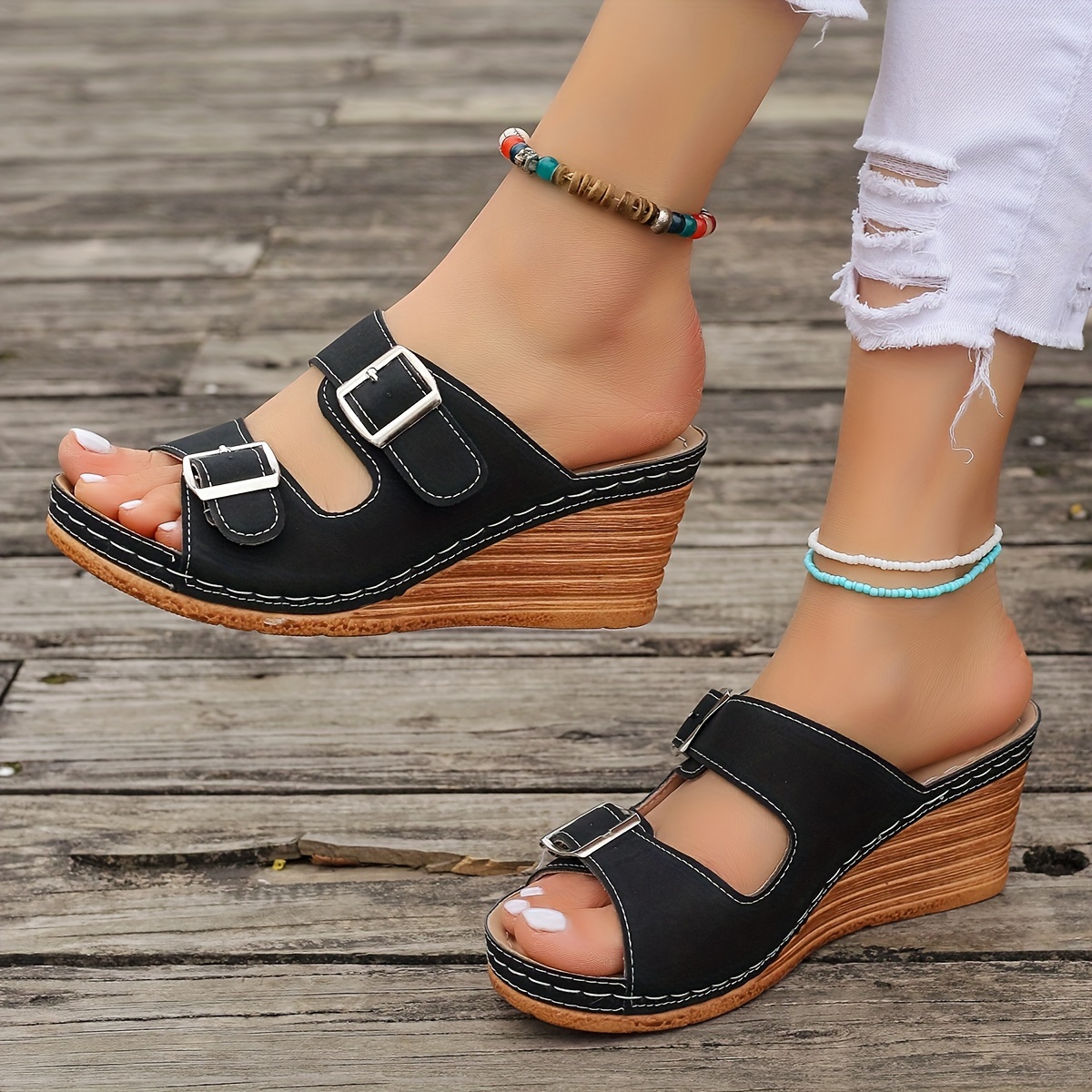 🔥Summer Sale 50%🔥Women‘s Comfortable Buckle Belts Platform Sandals