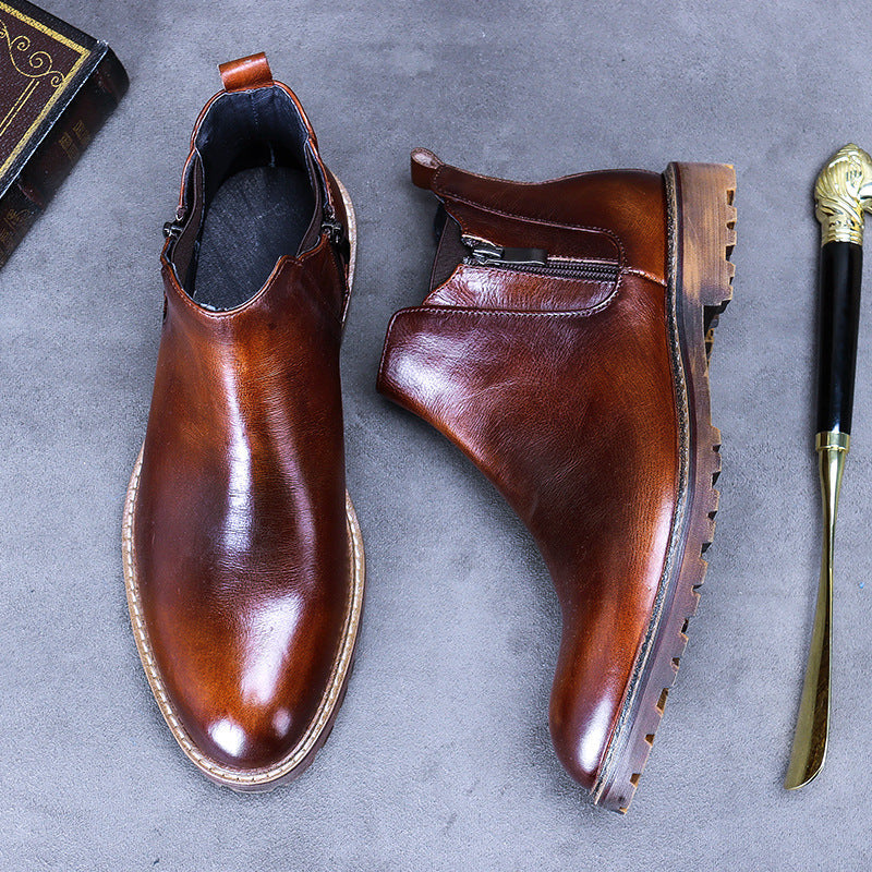 2022 Men's Leather Business Casual Trendy Dress Boots-Zittor