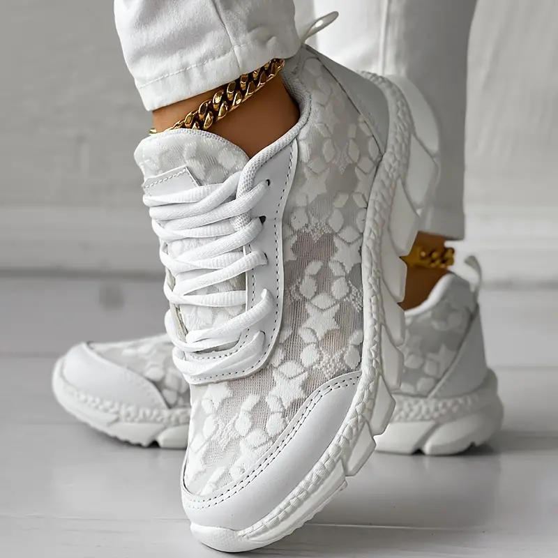 Women s Lace Solid Color Sneakers Platform Lace Soft Sole details 2