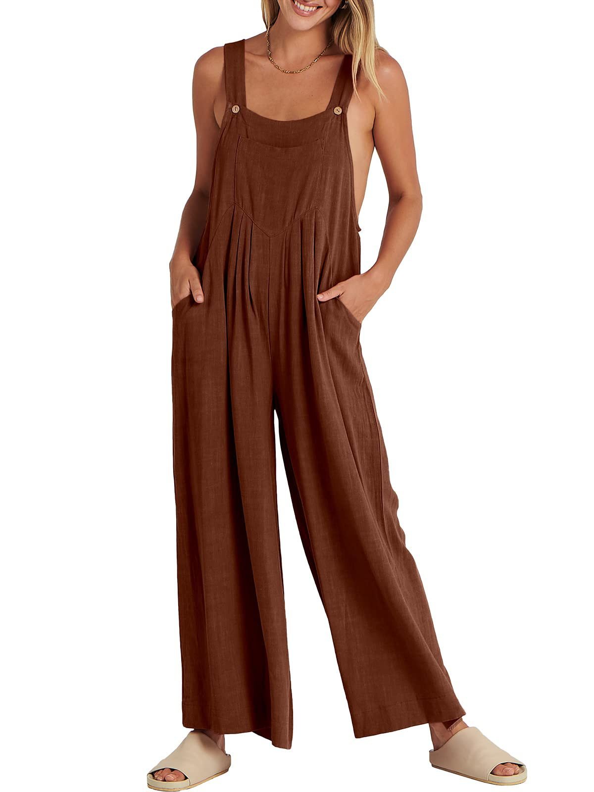SUMMER SALE-PLUS SIZE WIDE LEG OVERALLS JUMPSUIT
