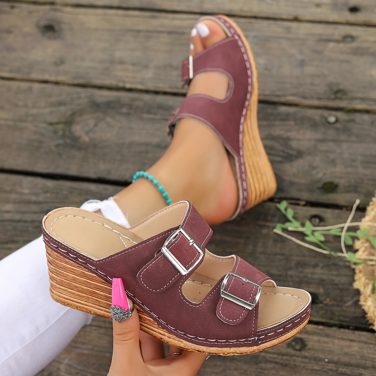 🔥Summer Sale 50%🔥Women‘s Comfortable Buckle Belts Platform Sandals