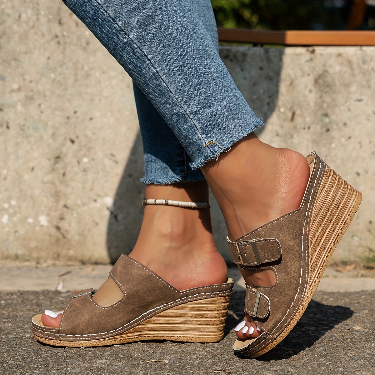 🔥Summer Sale 50%🔥Women‘s Comfortable Buckle Belts Platform Sandals