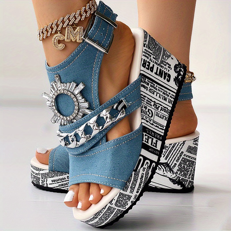 Women's Rhinestone Stylish Chain Sandals
