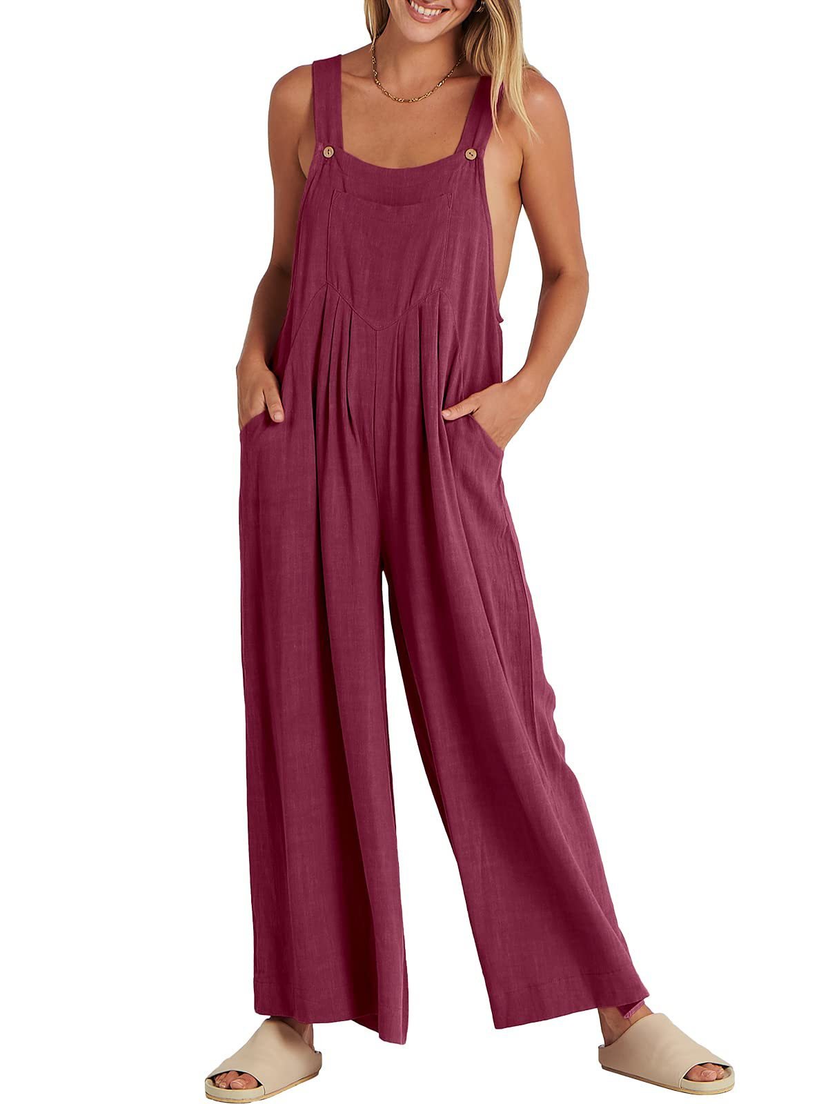 SUMMER SALE-PLUS SIZE WIDE LEG OVERALLS JUMPSUIT