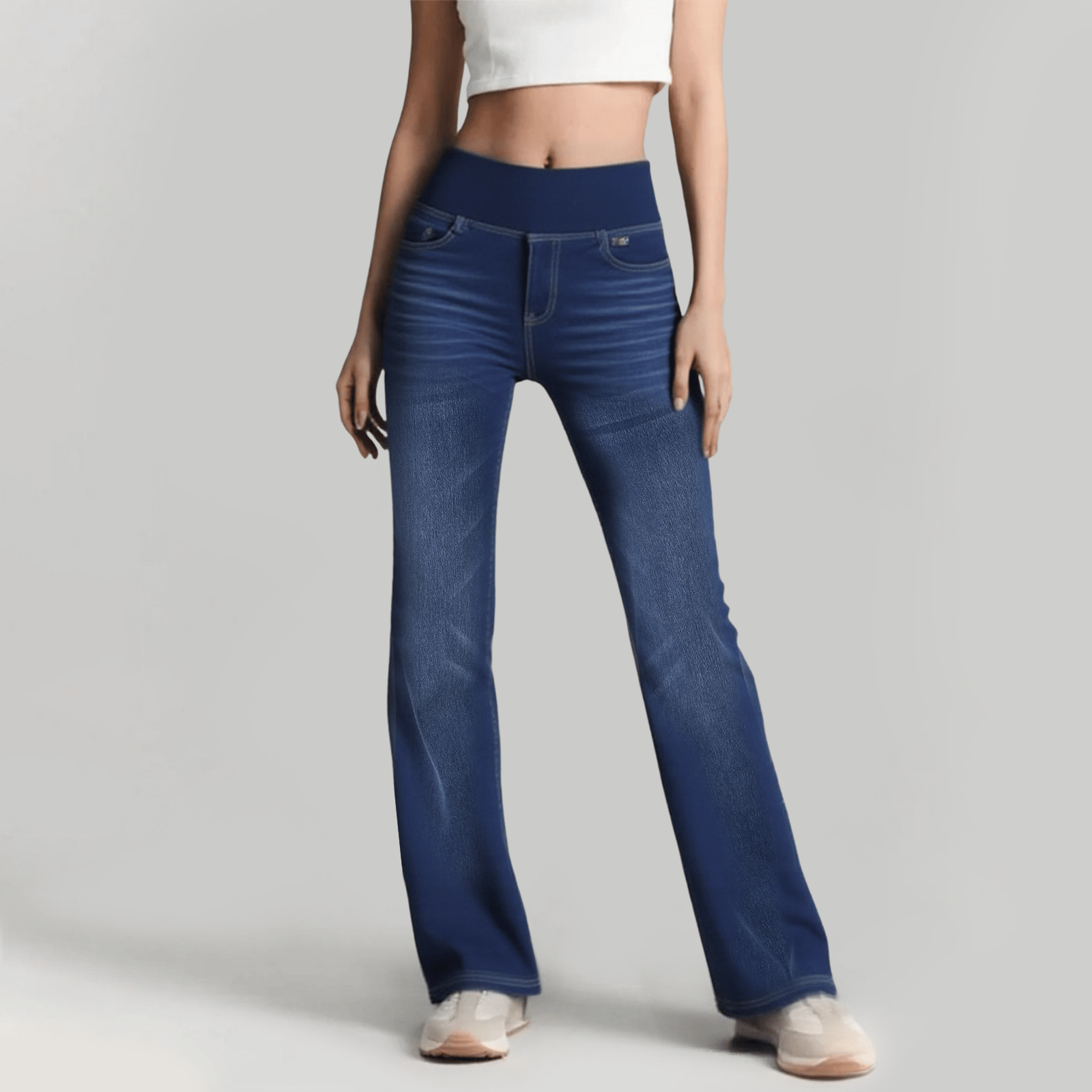 🏆High Waisted Pockets Washed Casual Bootcut Jeans