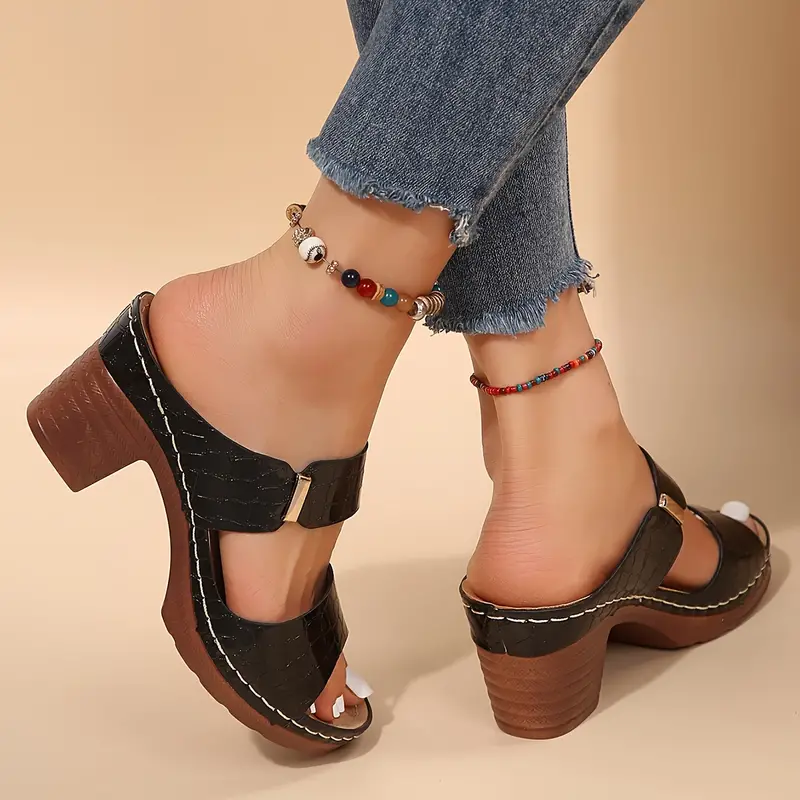 Women s Solid Color Platform Sandals Soft Sole Double Bands details 6
