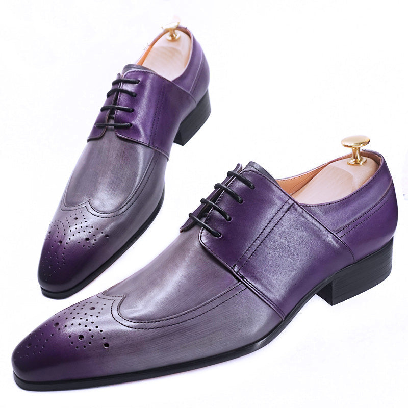 Luxury Genuine Leather Men`s Fashionable Lace Up Pointed Toe Casual Shoes For Office & Wedding Assorted Colors-Zittor