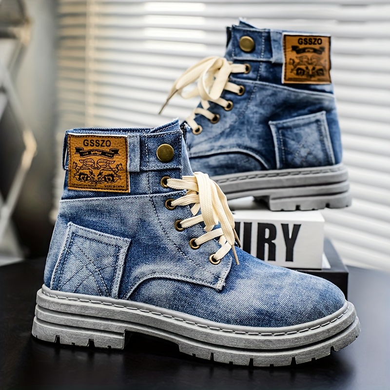 Men's Casual Streetwear Handmade denim Martin shoes