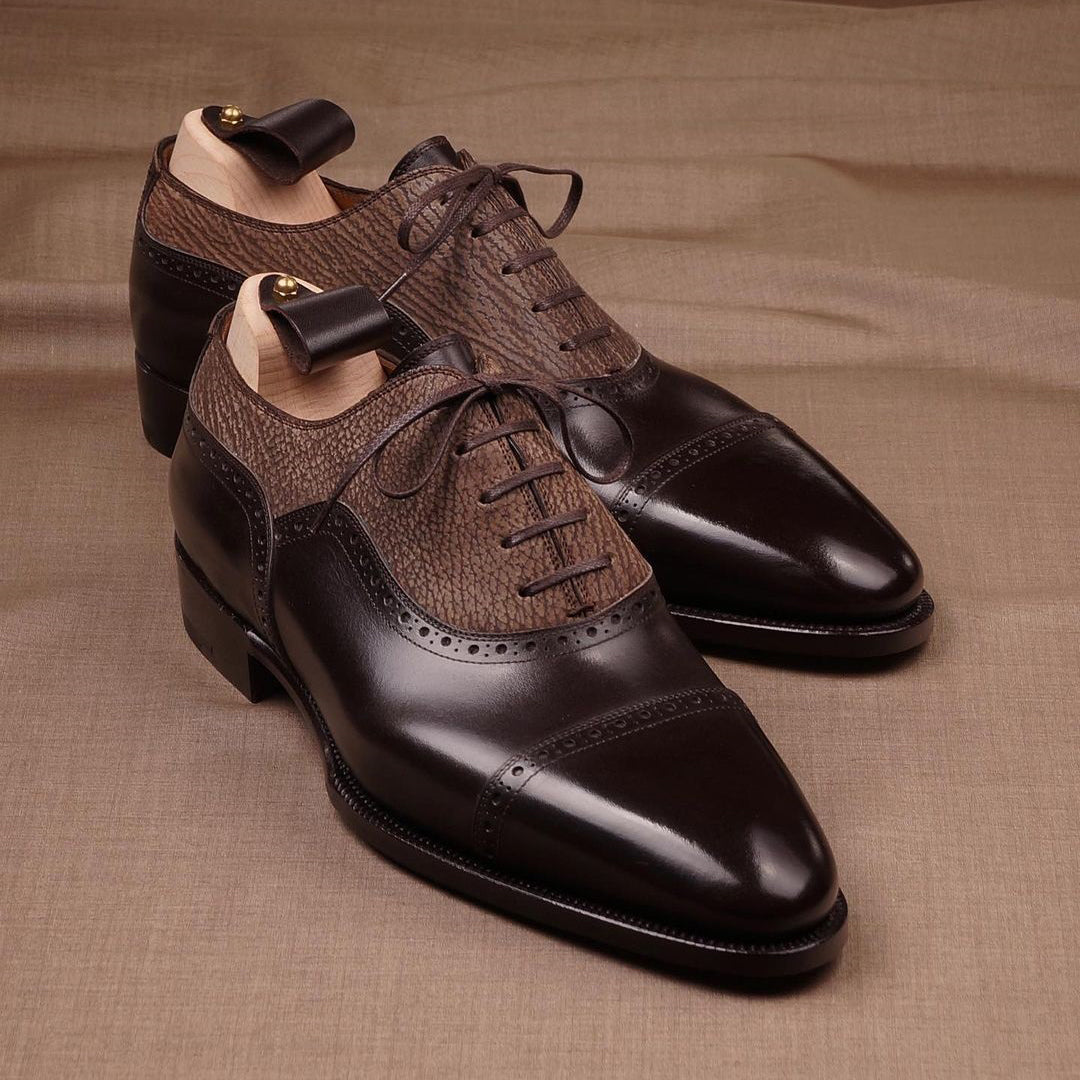 Brown classic gentleman leather shoes-Zittor