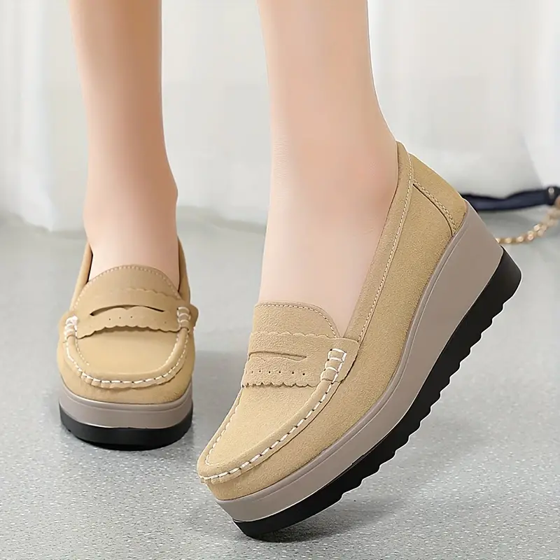 womens platform loafers casual round toe slip on heightening shoes comfortable outdoor shoes for daily wear details 6