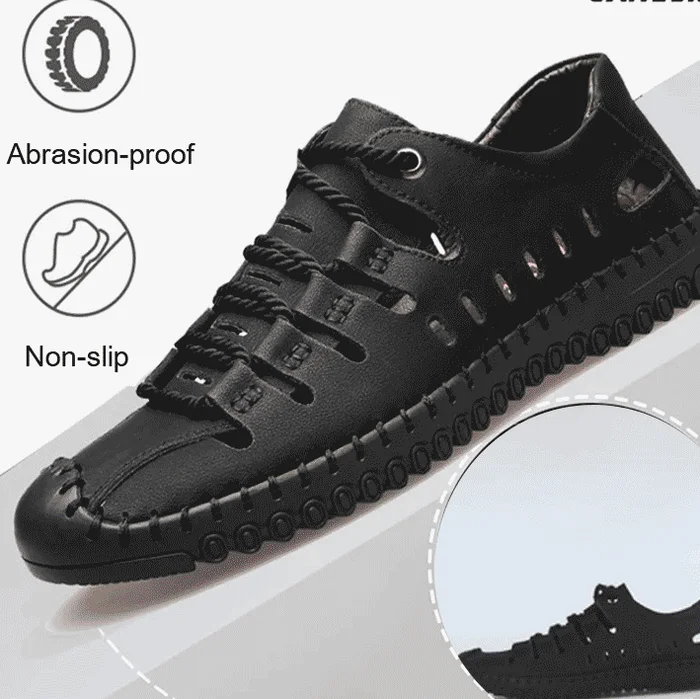 Aviator Wrapped Toe Hollow Leather Sandals