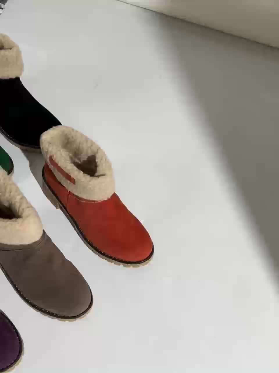 Women's Chunky Heel Slip-On Plush Lined Ankle Boots