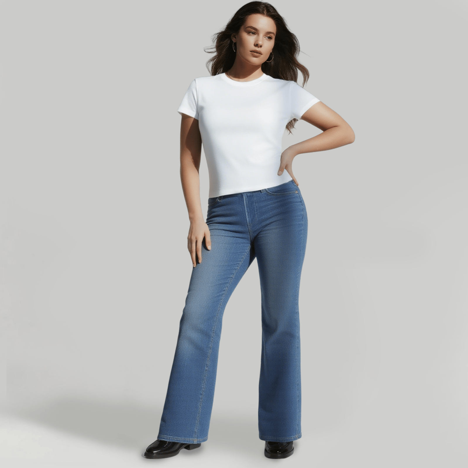 🏆High Waisted Pockets Washed Casual Bootcut Jeans