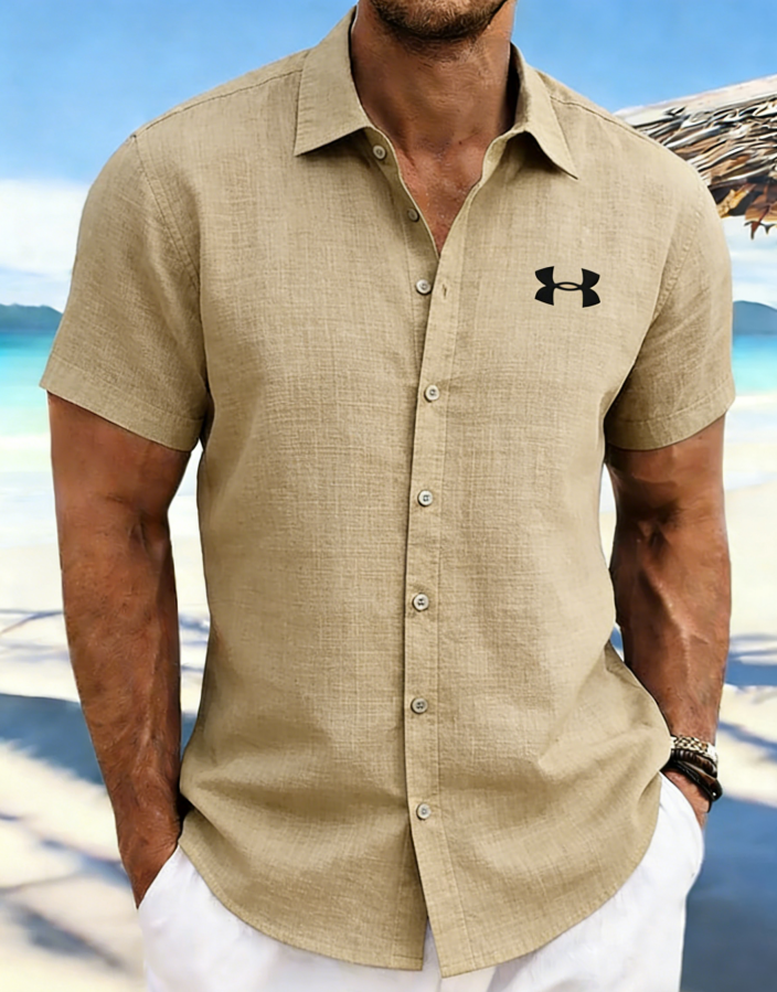 UA Men's Luxury Linen Shirt Breathable & Comfortable Casual Short Sleeve