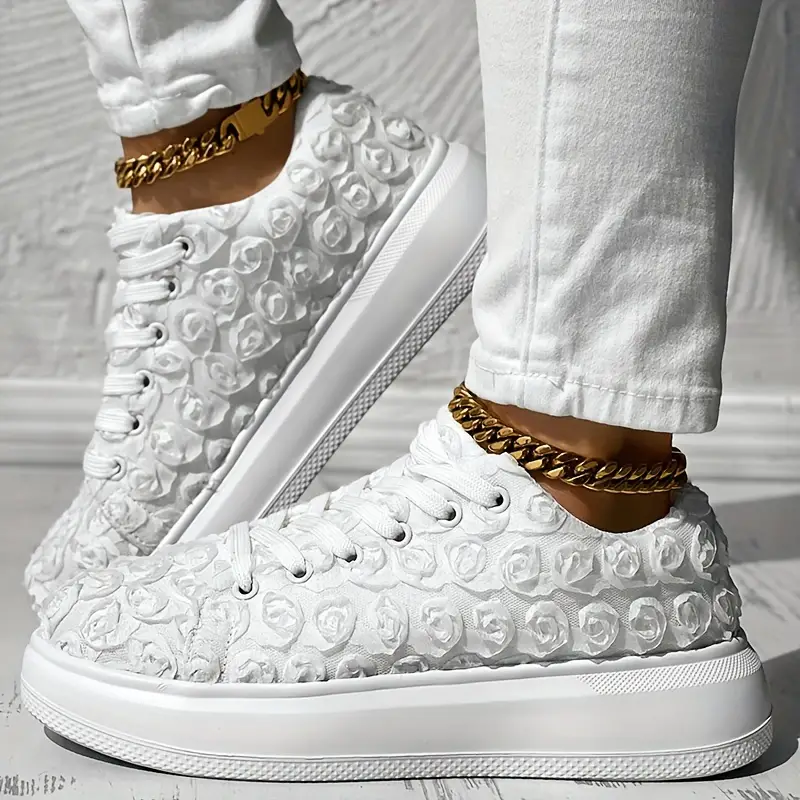 Women s Bridal Floral 3d Sneakers Lace Platform Soft Sole details 2