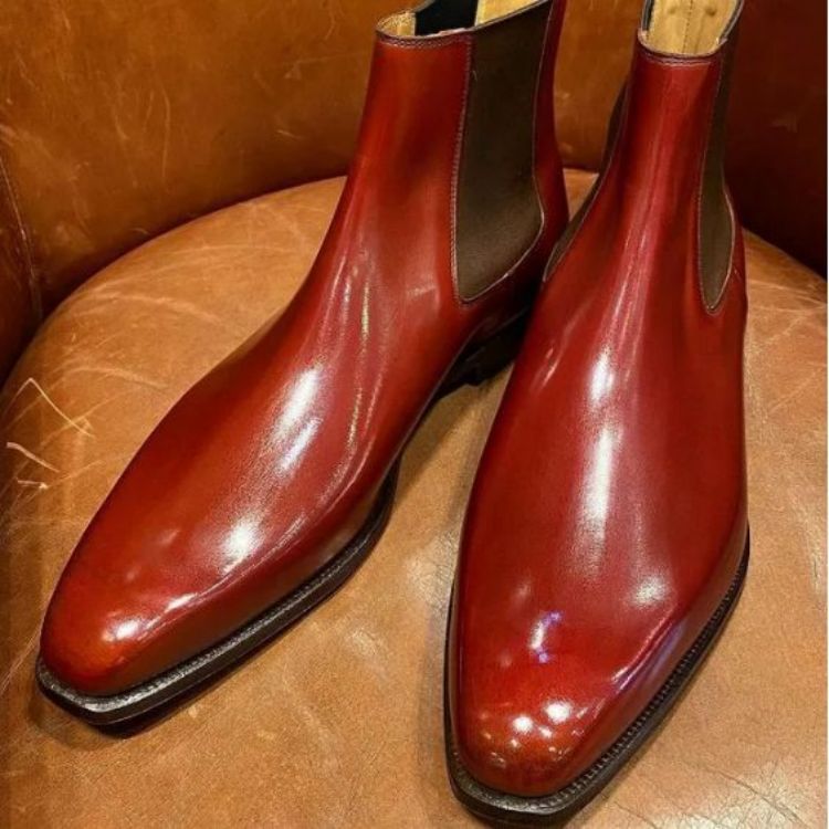 Red Black handmade men's boots-Zittor