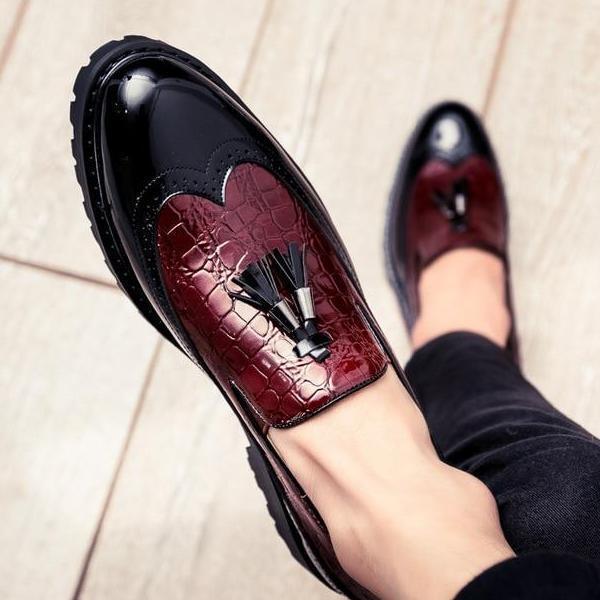 Casual Men's Dress Shoes With Tassel Flat Heel Loafers-Zittor