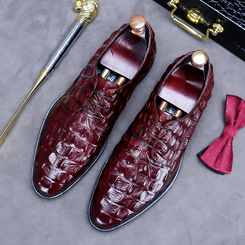 Embossed Old-fashioned Men's Leather Business Casual Trendy Shoes-Zittor