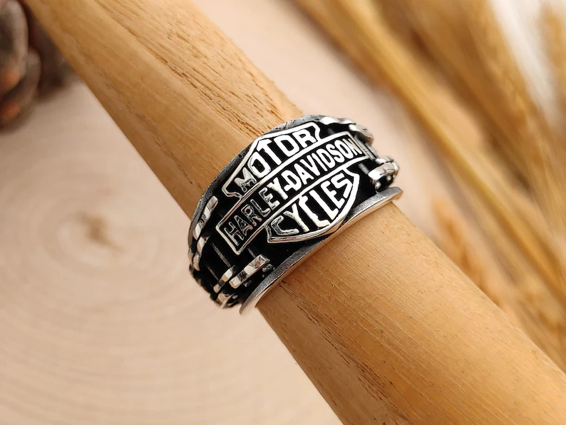 Harley Signet Ring, Sterling Silver Biker Ring