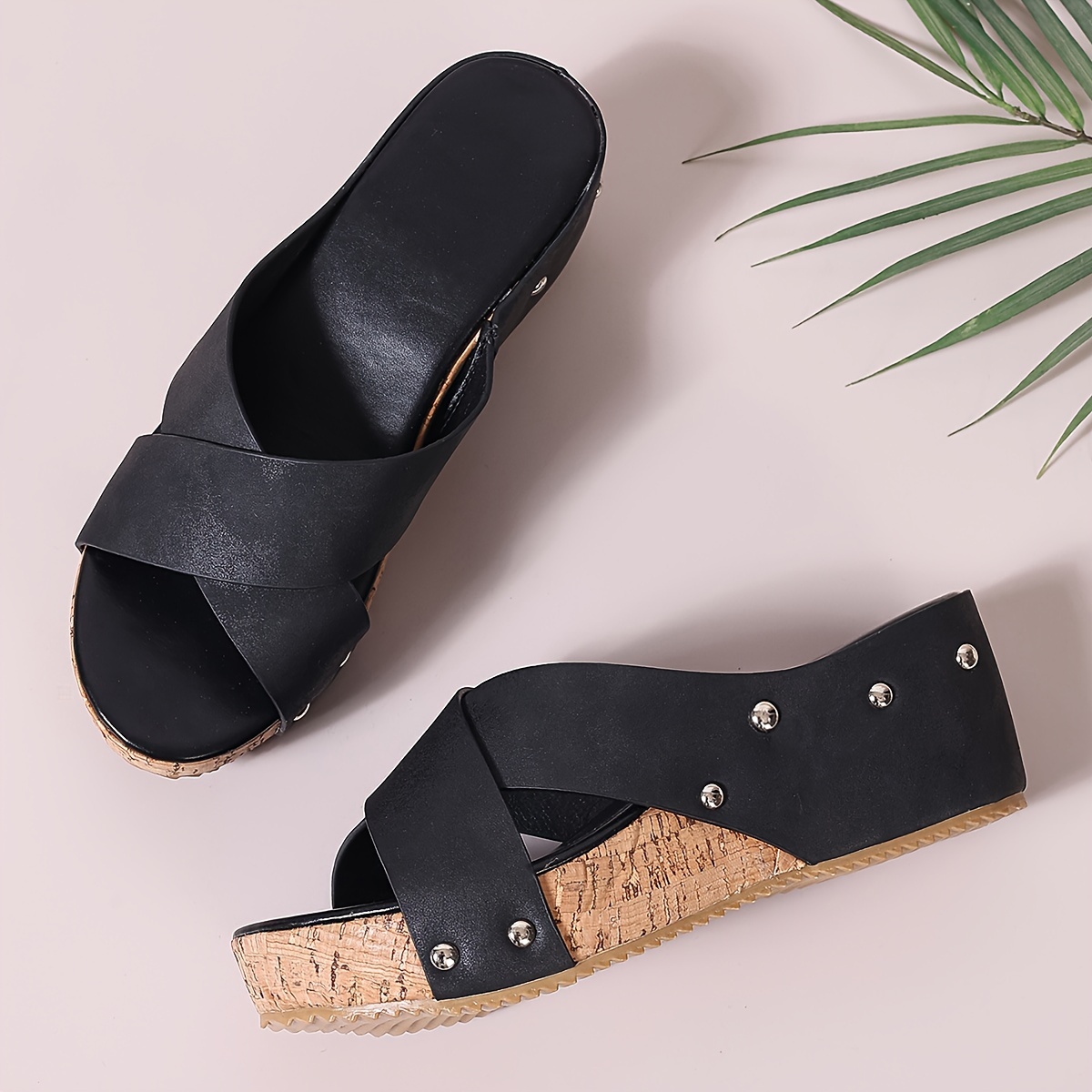 💥US BEST SELLERS -Women's Crisscross Platform Slide Sandals