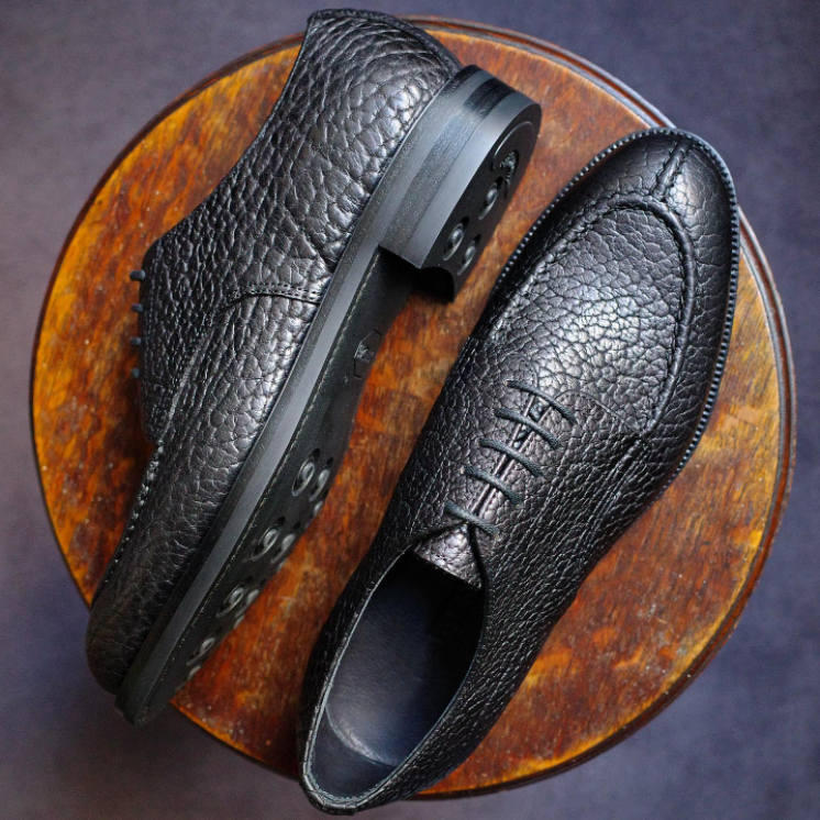Classic Style Black Bison Men Derby Shoes-Zittor