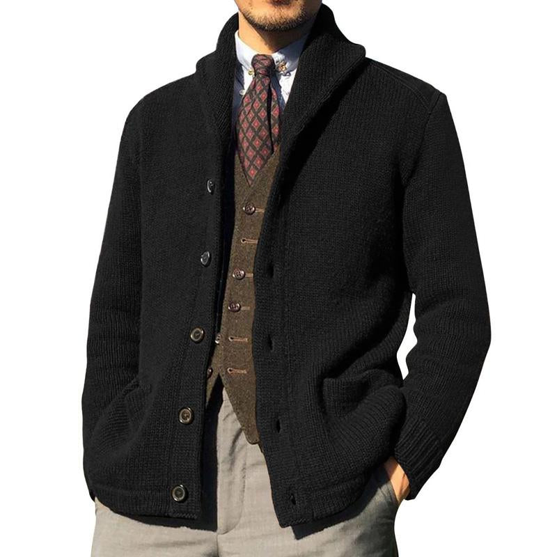 Men's Solid Color Button Knit Jacket
