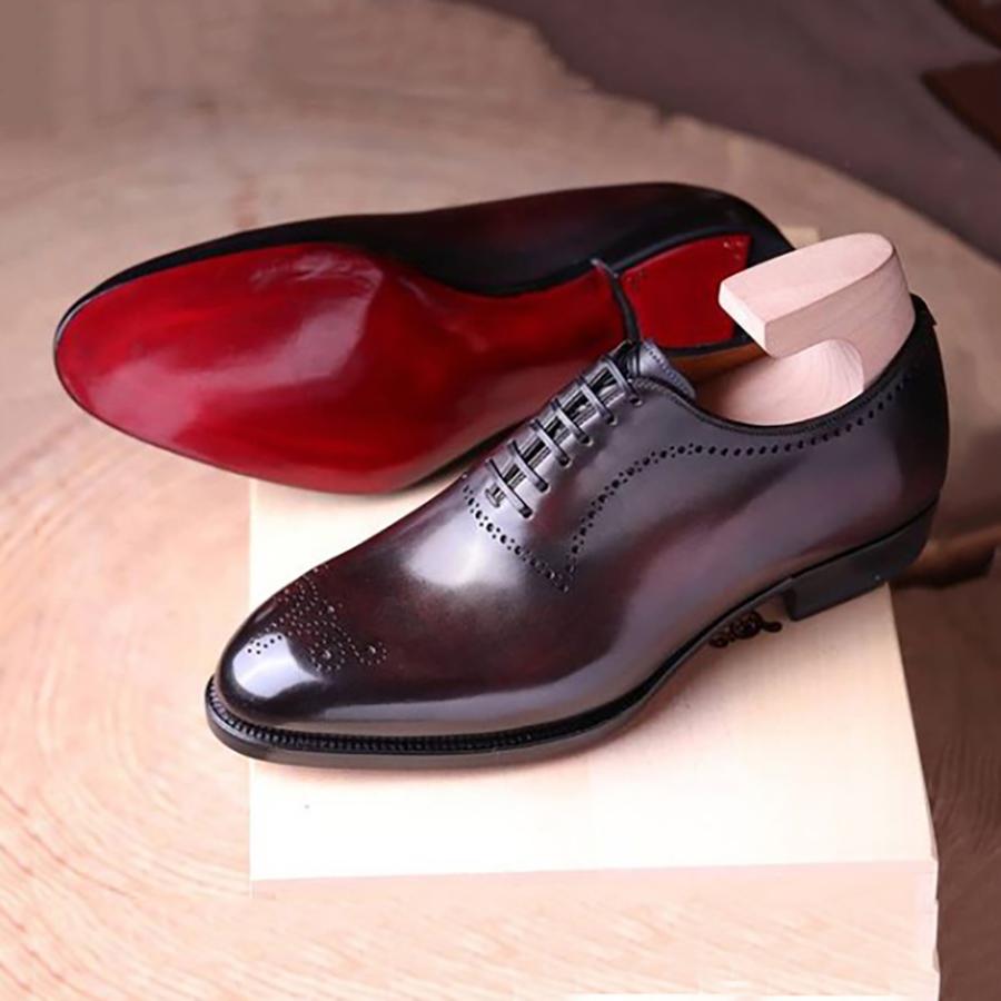 Red new men's leather shoes-Zittor