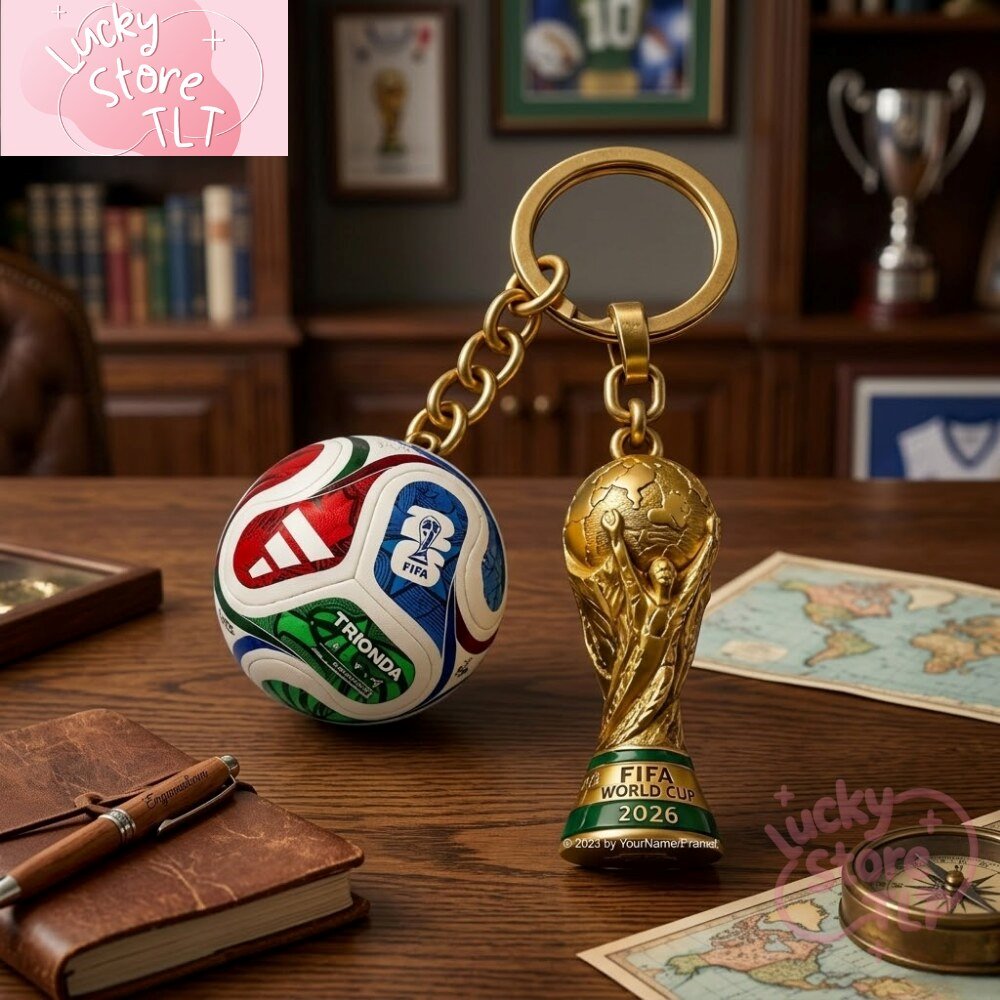 FIFA World Cup 2026 Keychain Set Trionda Ball Trophy Gold