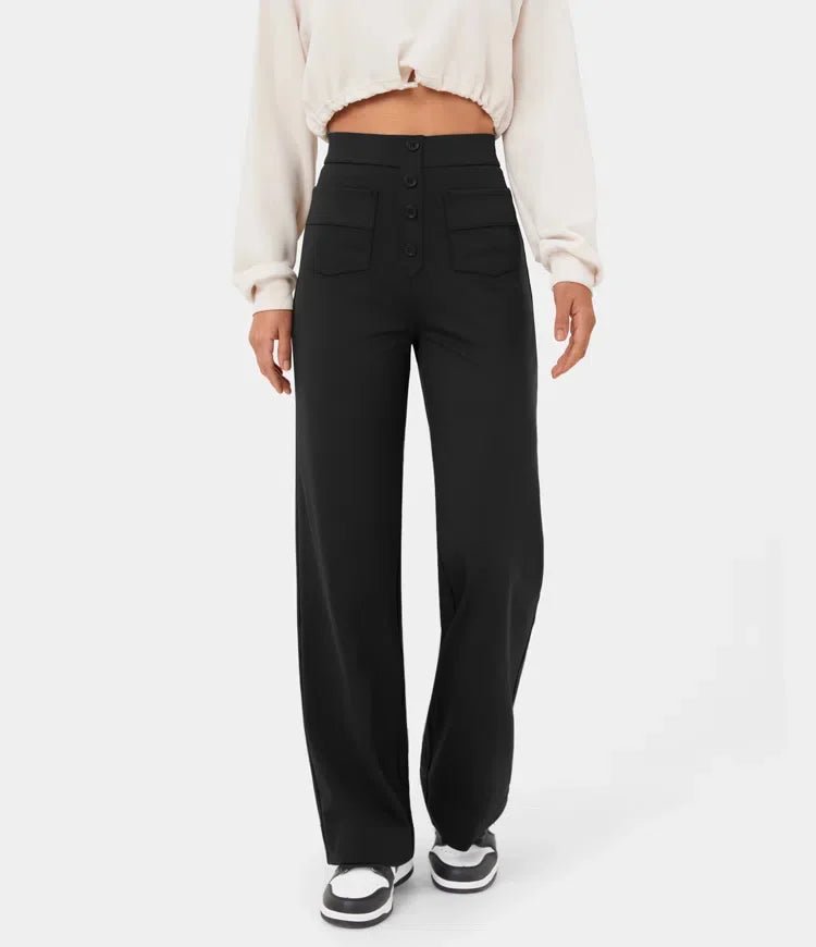 HIGH-WAISTED ELASTIC CASUAL PANTS