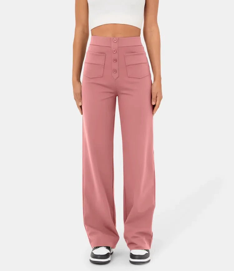 HIGH-WAISTED ELASTIC CASUAL PANTS