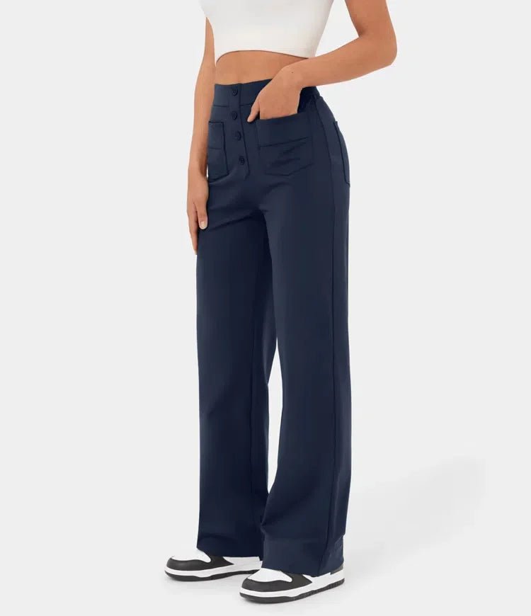 HIGH-WAISTED ELASTIC CASUAL PANTS