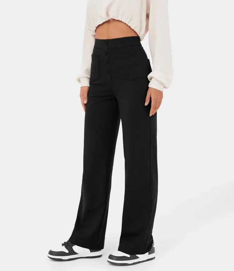 HIGH-WAISTED ELASTIC CASUAL PANTS