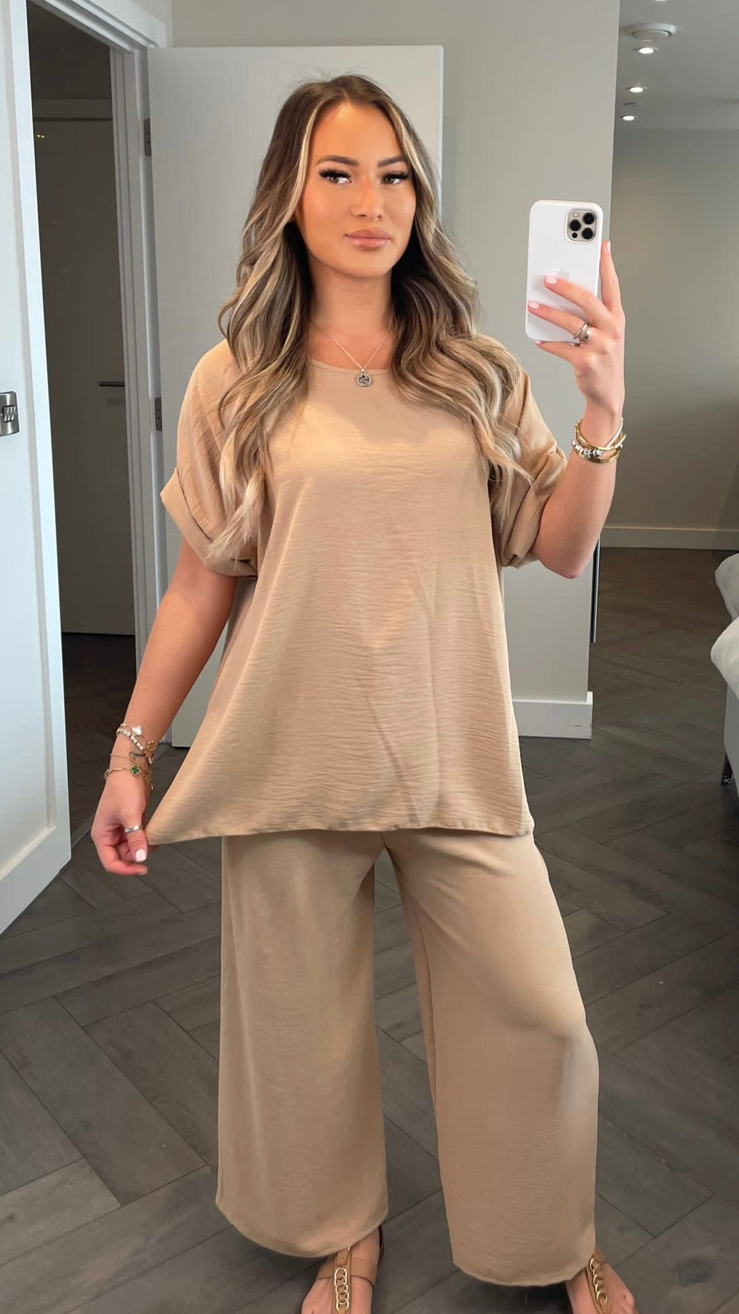 Selma button-up sleeve loungewear set