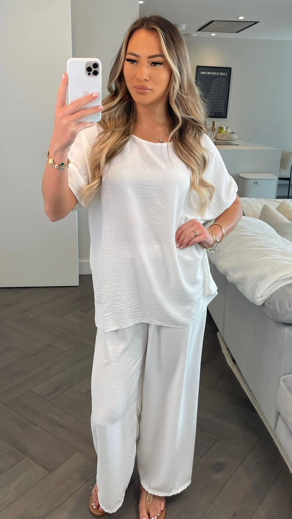 Selma button-up sleeve loungewear set